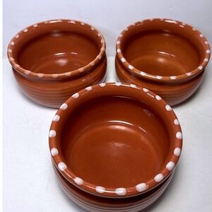 Block Gresval Rhythm Terracotta Bowls Set of 3 Brown Excellent Portugal Dotted